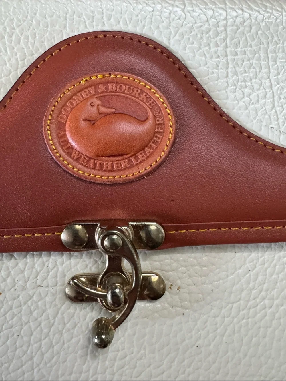 Cream and Brown Leather Top-Handle Satchel